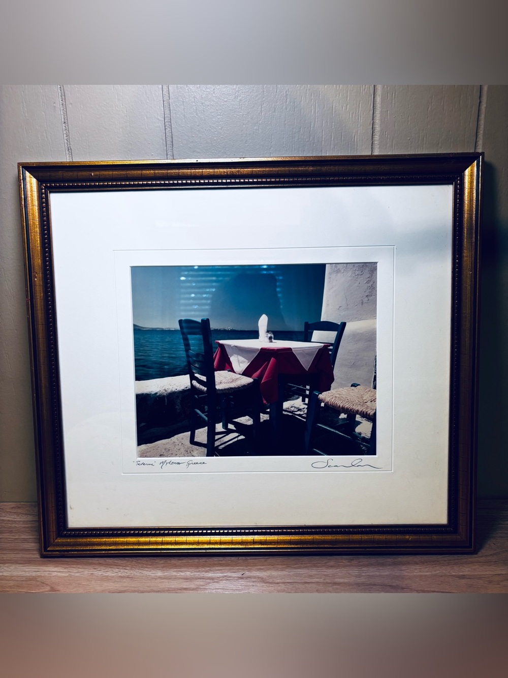 John Scanlan Fine Art Photo Signed “Taverna “ Mykonos Greece - 18x16 Framed Size